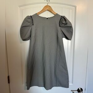 Zara Houndstooth Puff Sleeve A-line Dress size small
